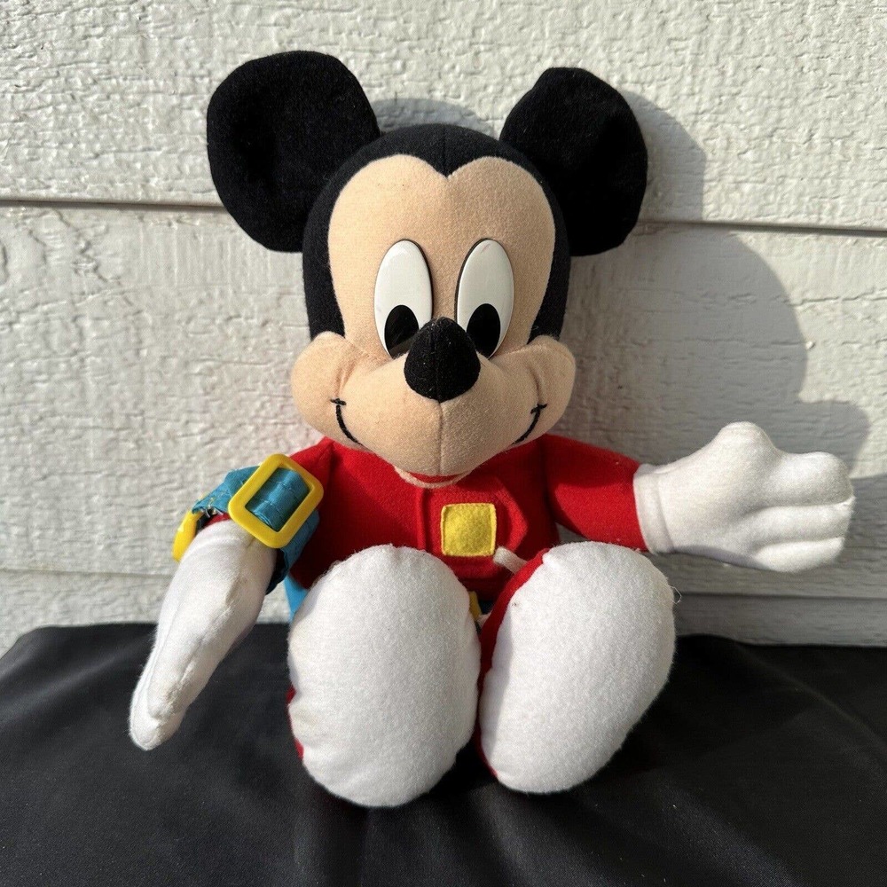 Disney 1992 Mattel Mickey Mouse Plush Teach Me to Dress Tie Button Zip Learning